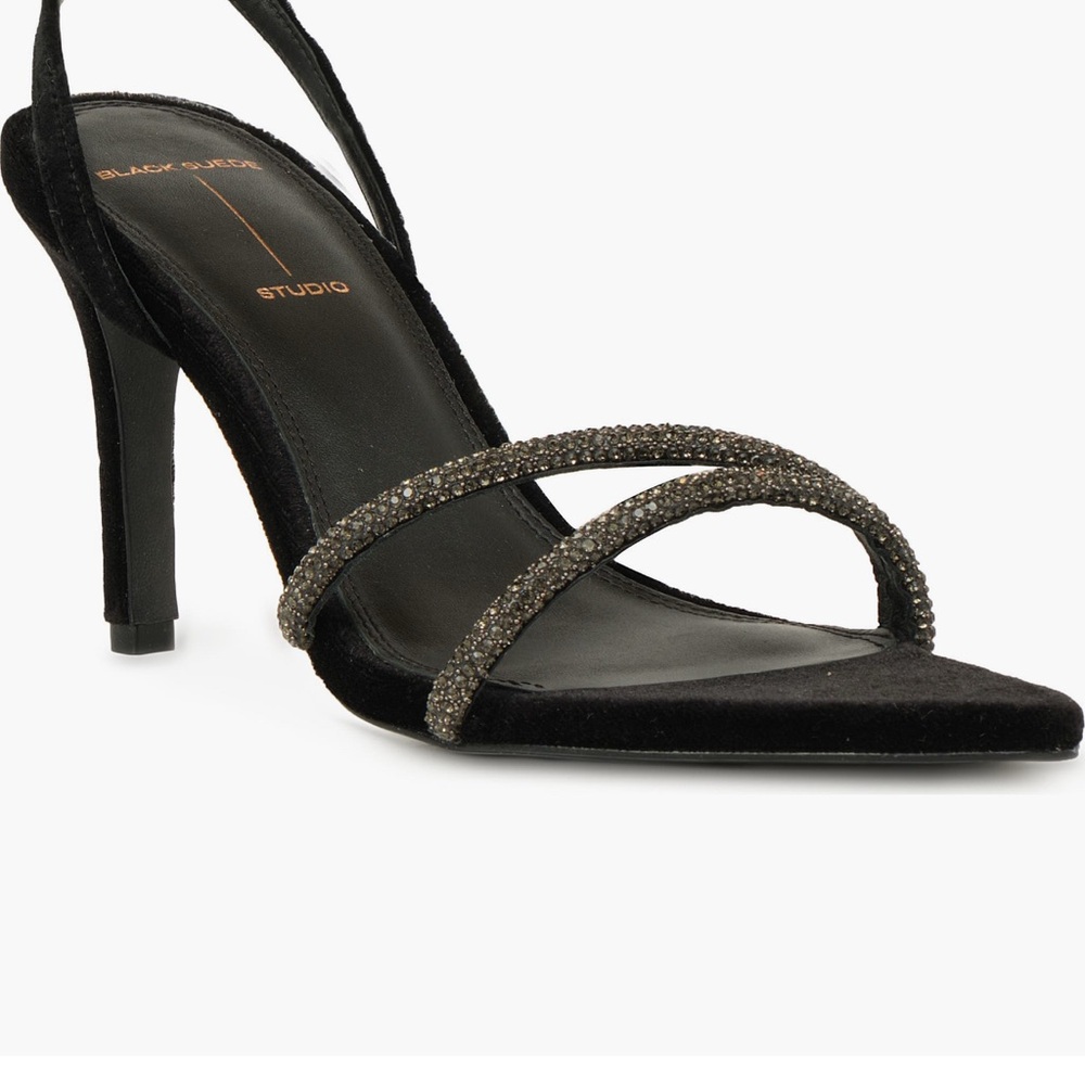 Black Suede Studio - Ace Ankle Strap Pointed Toe Sandal